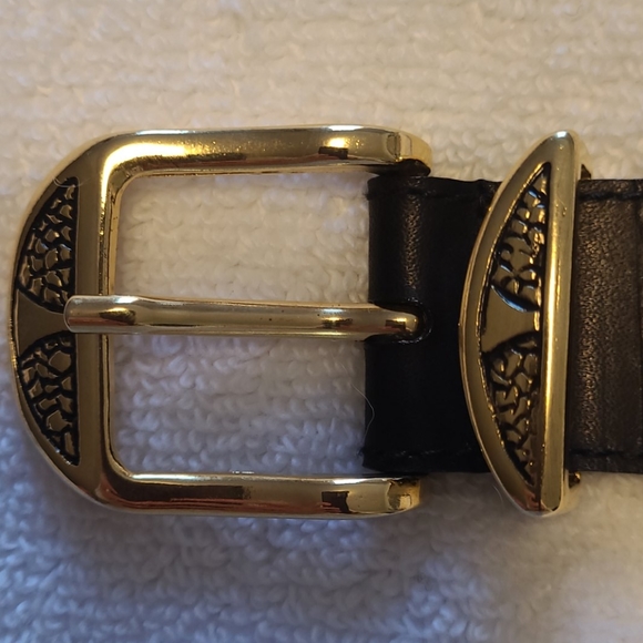 Frank Remmert Designer leather belt whimsical brass hardware - Picture 5 of 10